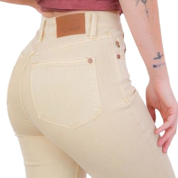 Judy Blue High Rise Tummy Control Skinny Jeans Beige Garment Dyed NWT - Picture 8 of 13